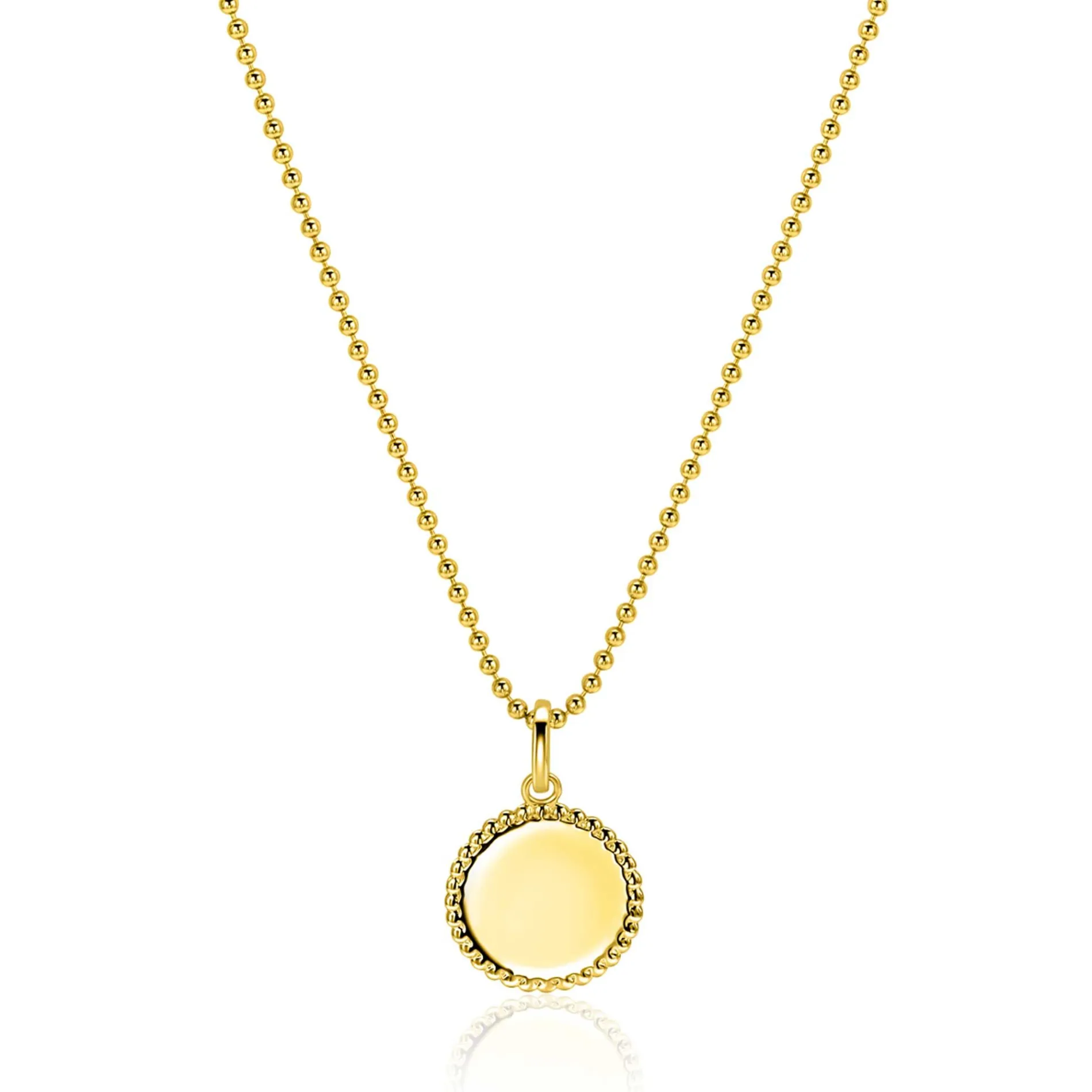 12mm ZINZI gold plated zilveren coin hanger met parelrand voor gravure ZIH2650G (zonder collier)