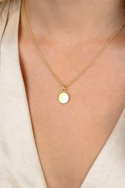 12mm ZINZI gold plated zilveren coin hanger met parelrand voor gravure ZIH2650G (zonder collier)