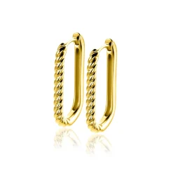 24mm ZINZI gold plated zilveren oorringen in ovale vorm met gedraaide buis en luxe klapsluiting ZIO2692G