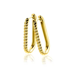 24mm ZINZI gold plated zilveren oorringen in ovale vorm met gedraaide buis en luxe klapsluiting ZIO2692G