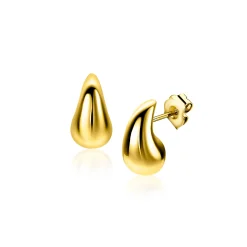 11mm ZINZI gold plated zilveren oorstekers in organische druppelvorm ZIO2636G
