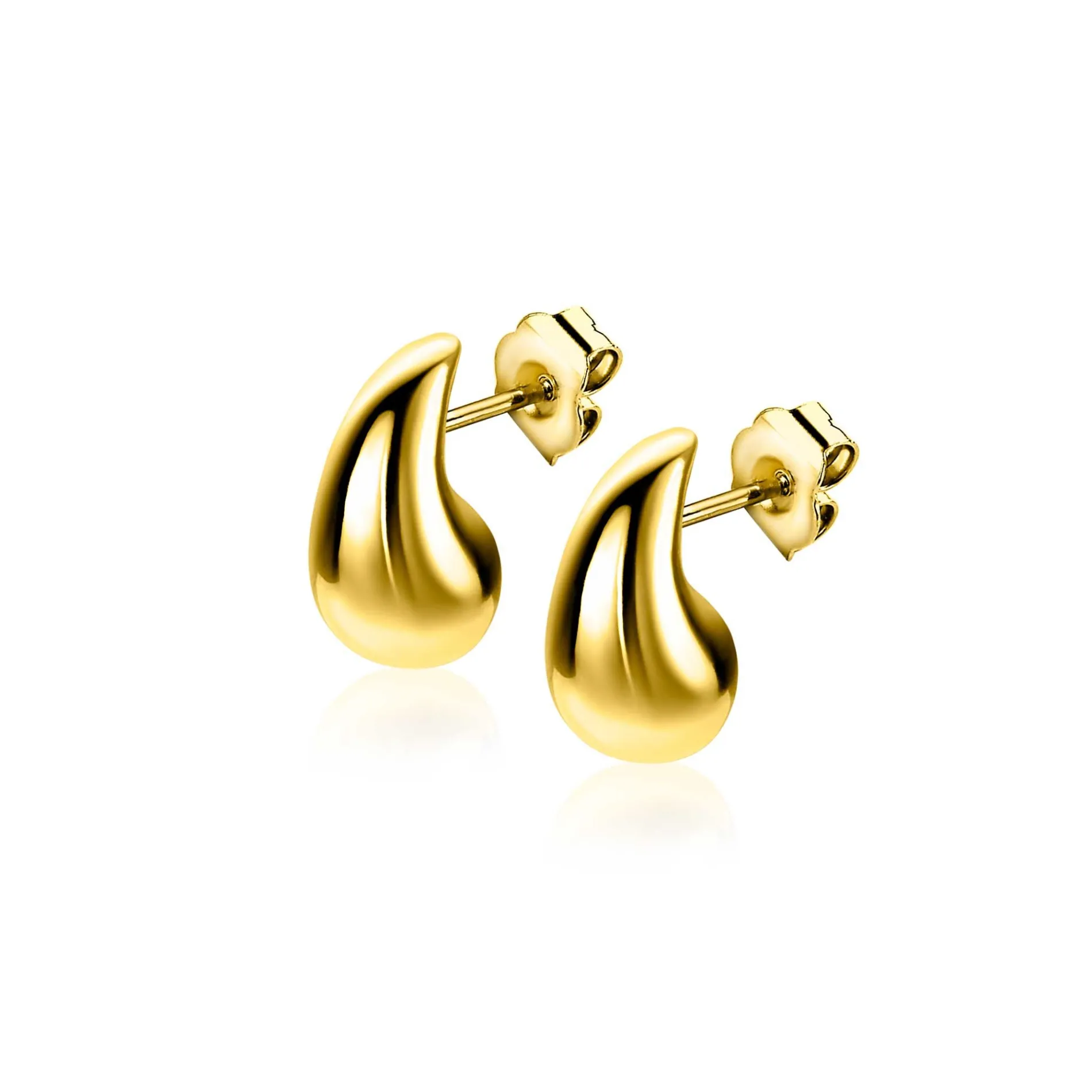 11mm ZINZI gold plated zilveren oorstekers in organische druppelvorm ZIO2636G