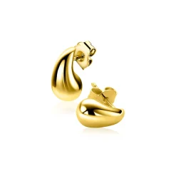 11mm ZINZI gold plated zilveren oorstekers in organische druppelvorm ZIO2636G