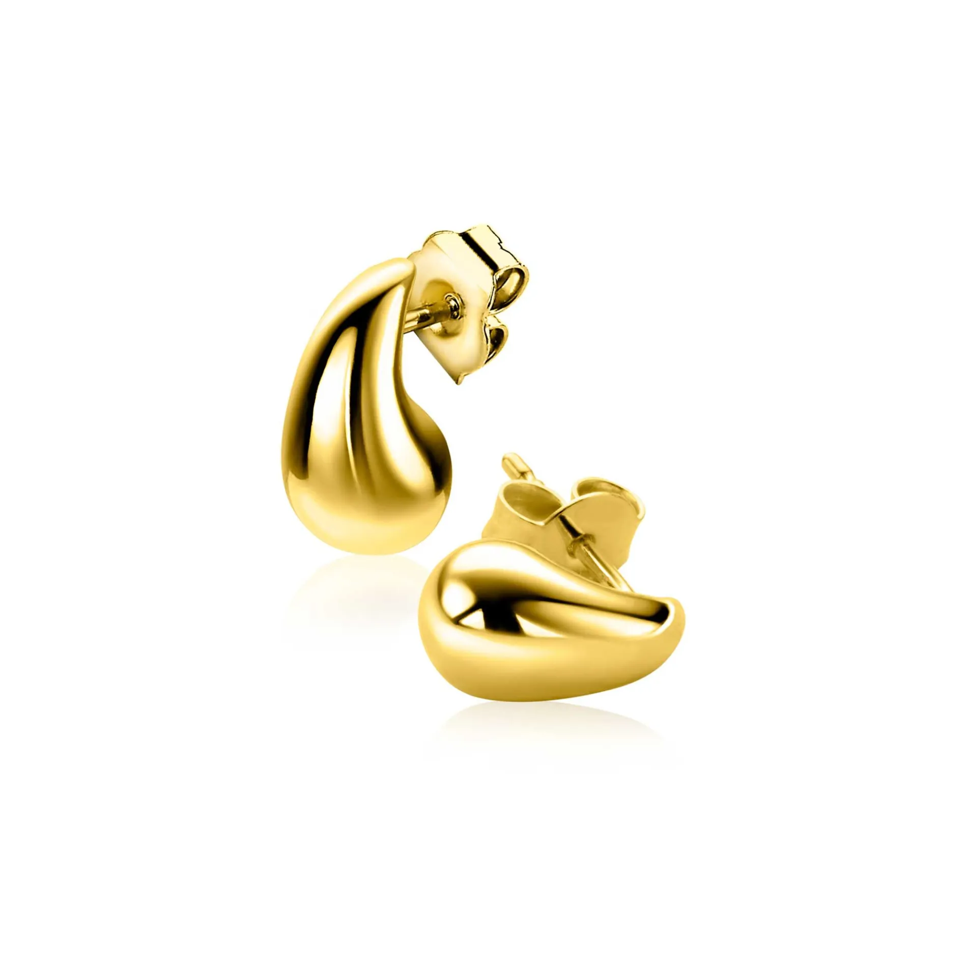 11mm ZINZI gold plated zilveren oorstekers in organische druppelvorm ZIO2636G