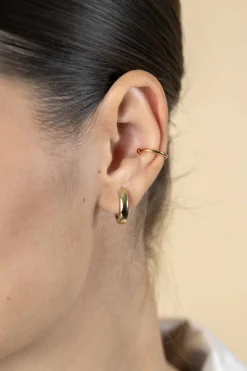 12,5mm ZINZI gold plated zilveren ear cuff gladde buis per stuk geprijsd ZIO-CUFF1G