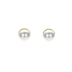 4mm ZINZI gold plated zilveren oorknoppen wit parel ZIO1318Y