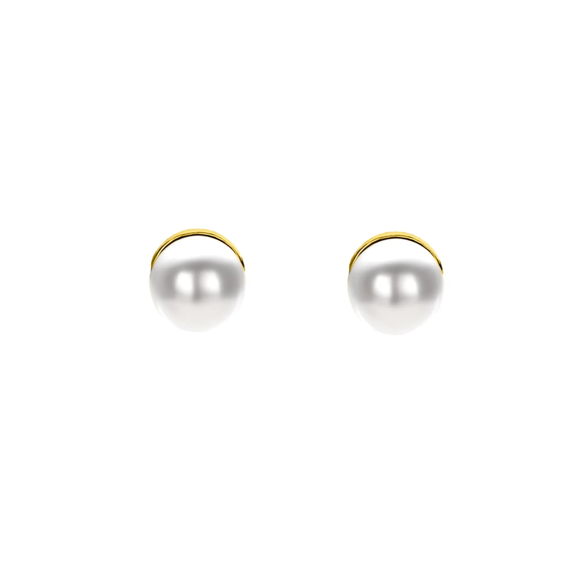 4mm ZINZI gold plated zilveren oorknoppen wit parel ZIO1318Y