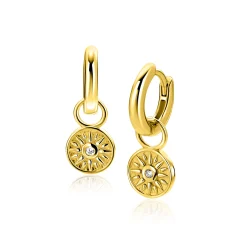 8mm ZINZI gold plated zilveren oorbedels zon ZICH2741 (zonder oorringen)