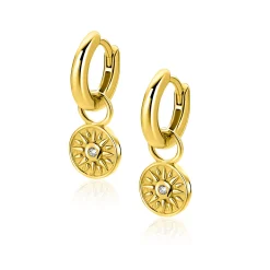 8mm ZINZI gold plated zilveren oorbedels zon ZICH2741 (zonder oorringen)