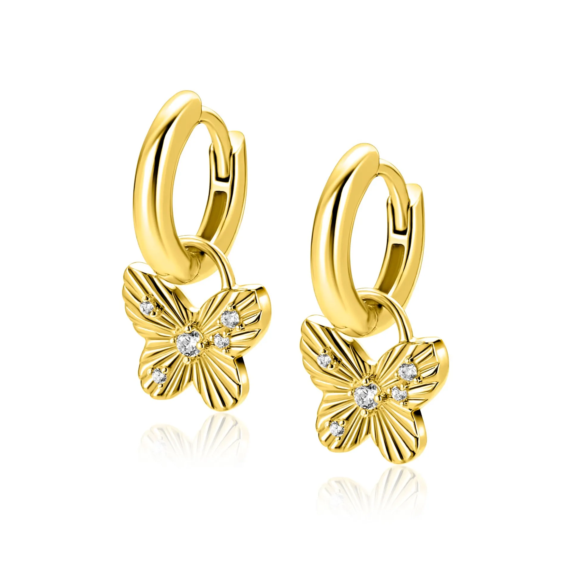 10mm ZINZI gold plated zilveren oorbedels vlinder ZICH2742 (zonder oorringen)