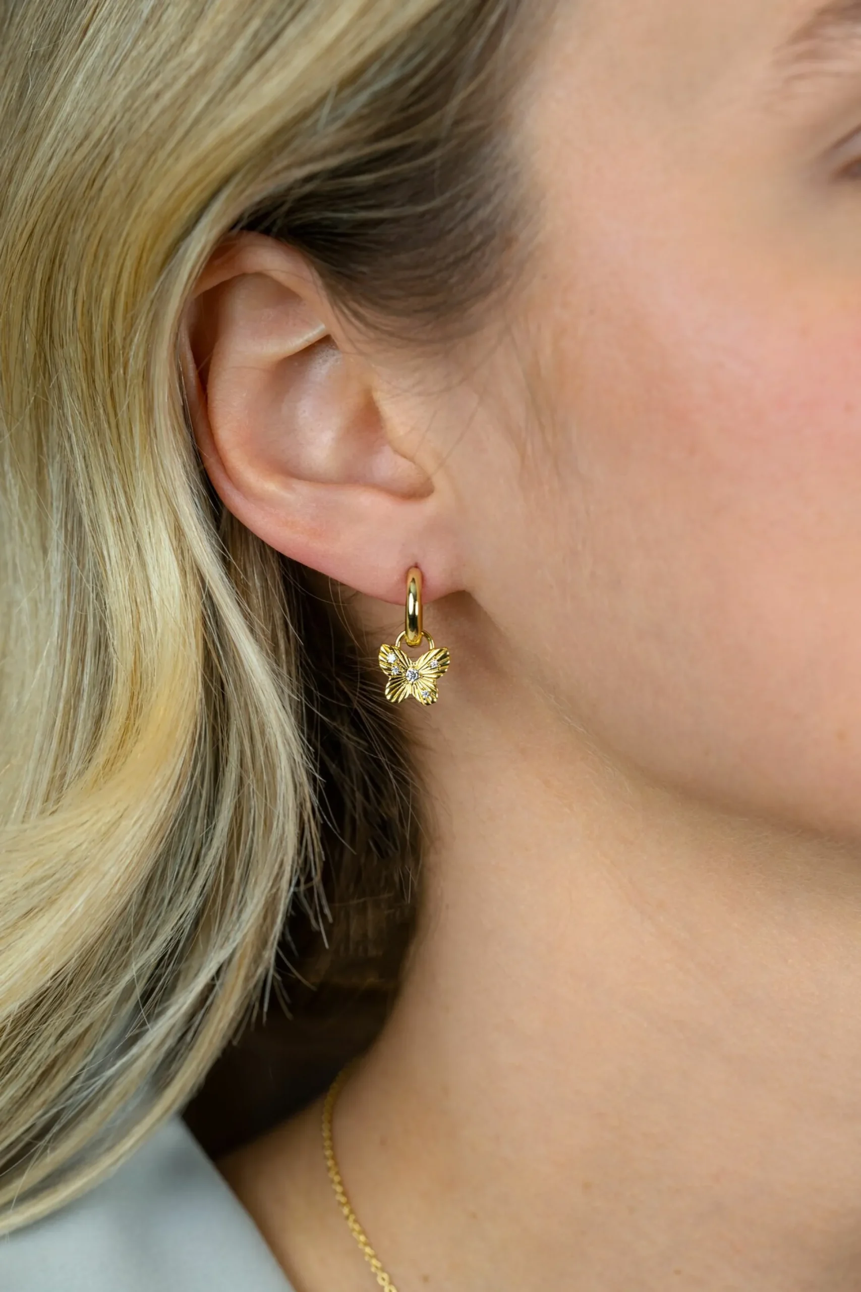 10mm ZINZI gold plated zilveren oorbedels vlinder ZICH2742 (zonder oorringen)