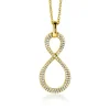 35mm ZINZI gold plated zilveren hanger Infinity bezet met witte zirconia's ZIH2570Y (zonder collier)