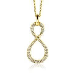 35mm ZINZI gold plated zilveren hanger Infinity bezet met witte zirconia's ZIH2570Y (zonder collier)
