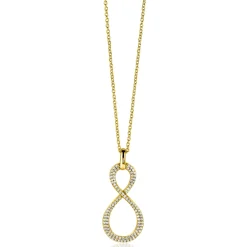 35mm ZINZI gold plated zilveren hanger Infinity bezet met witte zirconia's ZIH2570Y (zonder collier)