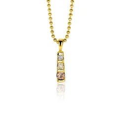 15mm ZINZI gold plated zilveren hanger bezet met champagne, peridot en witte zirconia ZIH2612 (zonder collier)