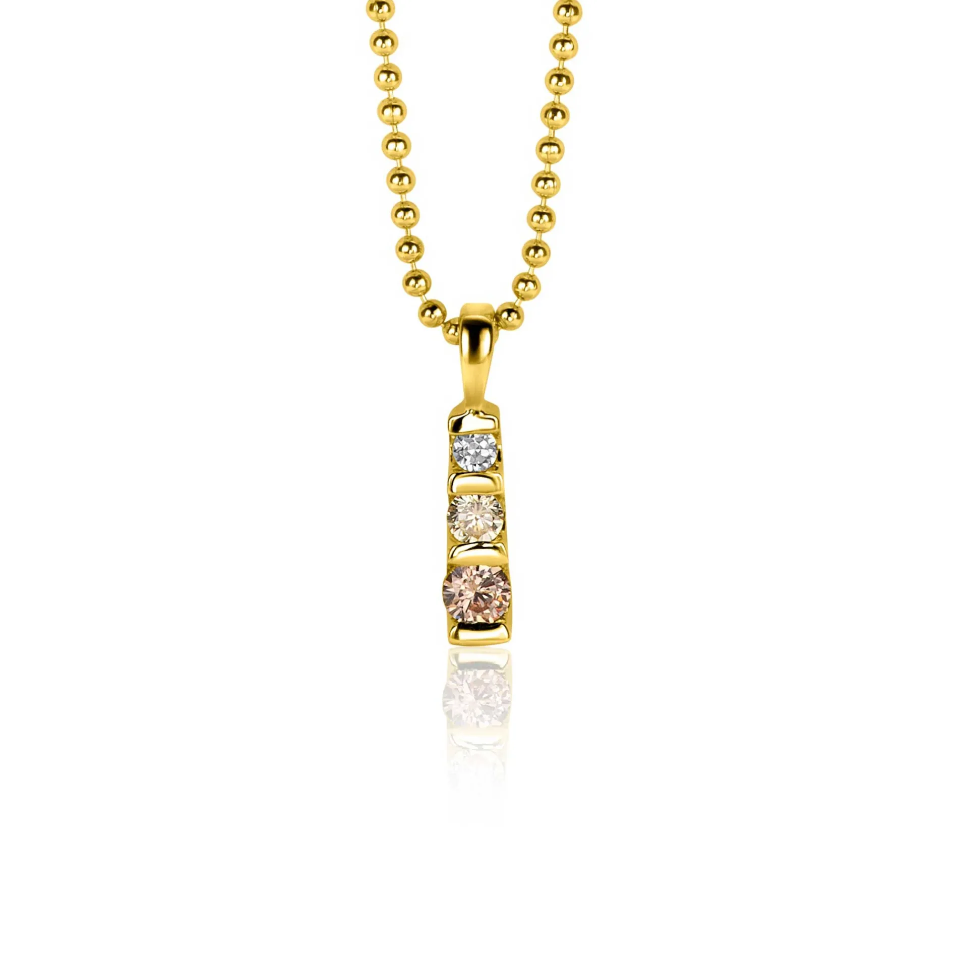 15mm ZINZI gold plated zilveren hanger bezet met champagne, peridot en witte zirconia ZIH2612 (zonder collier)