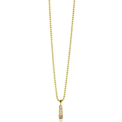 15mm ZINZI gold plated zilveren hanger bezet met champagne, peridot en witte zirconia ZIH2612 (zonder collier)