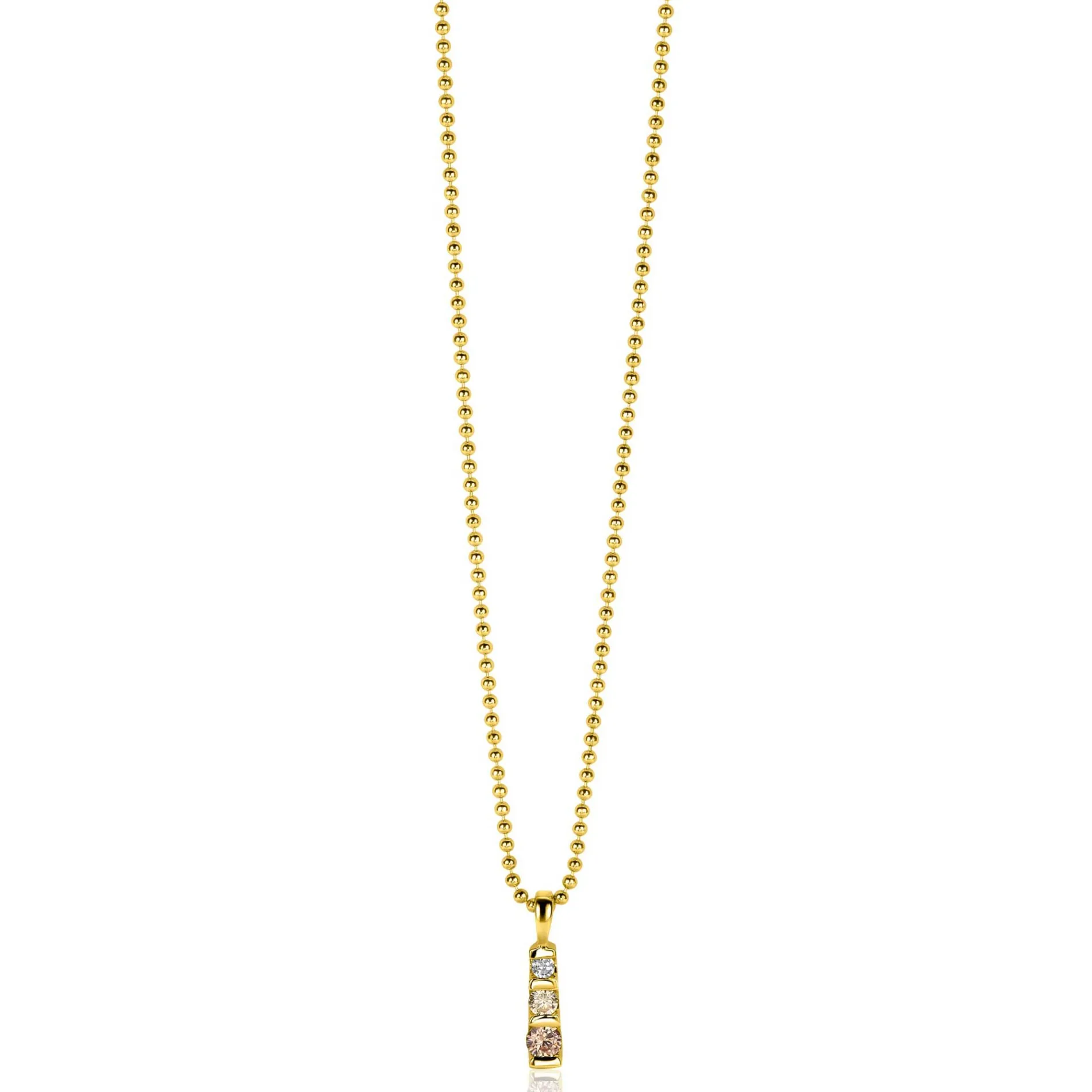 15mm ZINZI gold plated zilveren hanger bezet met champagne, peridot en witte zirconia ZIH2612 (zonder collier)