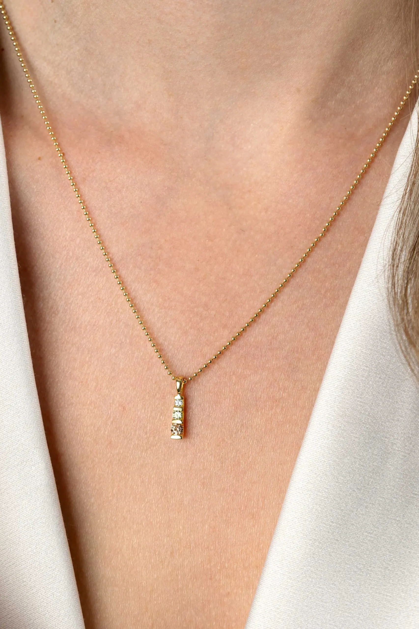 15mm ZINZI gold plated zilveren hanger bezet met champagne, peridot en witte zirconia ZIH2612 (zonder collier)