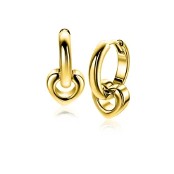 10mm ZINZI gold plated zilveren oorbedels in hartvorm ZICH2695G (zonder oorringen)