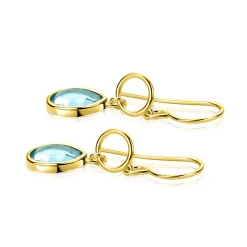 36mm ZINZI gold plated zilveren oorhangers turquoise peer en open rondje ZIO2716G
