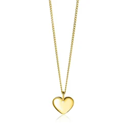 15mm ZINZI gold plated zilveren hanger glad hart voor gravure ZIH2346G15 (zonder collier)
