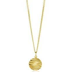 18mm ZINZI gold plated zilveren hanger rond met sierlijke golven als bewerking ZIH2450 (zonder collier)