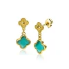 23mm ZINZI gold plated zilveren oorsieraden met groene klavers 10mm ZIO2583