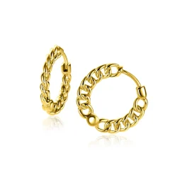 17mm ZINZI gold plated zilveren oorringen, vanaf zijkant gourmet schakel zichtbaar, 2mm breed, met luxe klapsluiting ZIO1414G