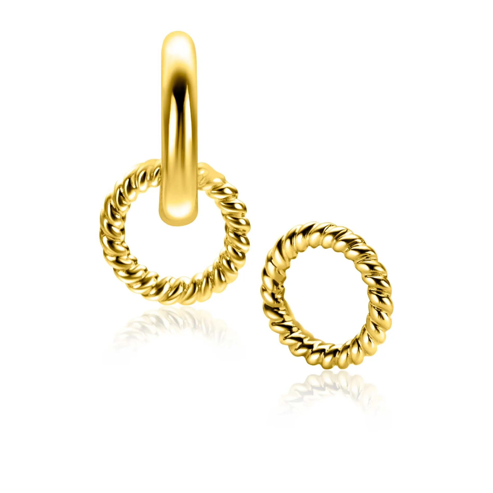 9,5mm ZINZI gold plated zilveren oorbedels ronde vorm met touweffect ZICH2594G (zonder oorringen)