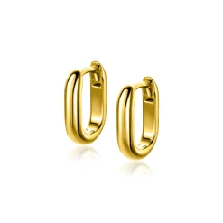 14,5mm ZINZI gold plated zilveren oorringen in ovale vorm met ronde buis 3mm breed ZIO2603G