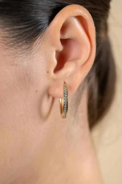 24mm ZINZI gold plated zilveren oorringen met witte zirconia's en luxe klapsluiting, buisdikte 3mm ZIO192Y