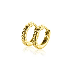 14mm ZINZI gold plated zilveren oorringen met kleine druppels en luxe klapsluiting ZIO2688G