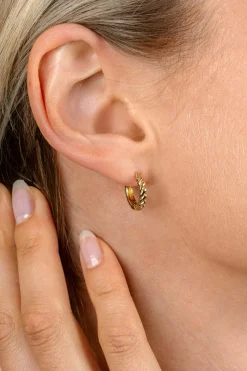 14mm ZINZI gold plated zilveren oorringen met kleine druppels en luxe klapsluiting ZIO2688G