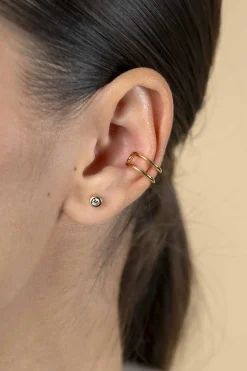 12,5mm ZINZI gold plated zilveren ear cuff multi-look dubbele buis 5,5mm breed per stuk geprijsd ZIO-CUFF4G