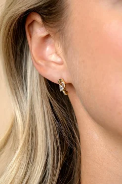 12mm ZINZI gold plated zilveren multi-look oorstekers met peervormige en ovale witte zirkonia's ZIO2689Y