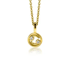 9mm ZINZI gold plated zilveren Kreeft sterrenbeeldhanger bezet met witte zirconia ZIHY-KRE (zonder collier)