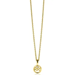 9mm ZINZI gold plated zilveren Waterman sterrenbeeldhanger bezet met witte zirconia ZIHY-WAT (zonder collier)