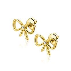 9,5mm ZINZI gold plated zilveren oorstekers strikje met zirkonia ZIO2724Y
