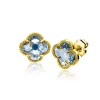 9mm ZINZI gold plated zilveren oorstekers in klaver vorm met lichtblauwe kleursteen ZIO2662B