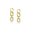 19mm ZINZI gold plated zilveren oorbedels met trendy ovale schakels, schitterend bezet met witte zirconia's ZICH2552Y (zonder oorringen)