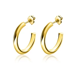 20mm ZINZI gold plated zilveren halve oorringen 3mm buisdikte met stekers ZIO2432G