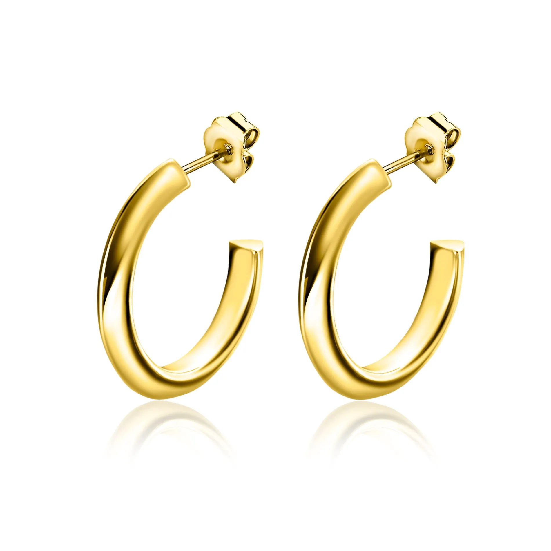 20mm ZINZI gold plated zilveren halve oorringen 3mm buisdikte met stekers ZIO2432G