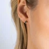 4mm ZINZI gold plated zilveren oorknoppen rond zwart ZIO1177ZG