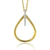 31mm ZINZI gold plated zilveren ovale hanger met luxe opvallend oog, bezet met witte zirconia's ZIH2619 (zonder collier)