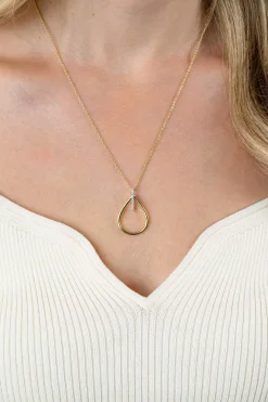 31mm ZINZI gold plated zilveren ovale hanger met luxe opvallend oog, bezet met witte zirconia's ZIH2619 (zonder collier)