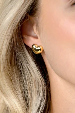 13mm ZINZI gold plated zilveren oorstekers in bolle hart vorm ZIO2672G