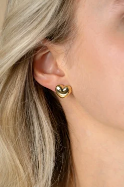 13mm ZINZI gold plated zilveren oorstekers in bolle hart vorm ZIO2672G