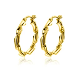 28mm ZINZI gold plated zilveren oorringen met trendy gedraaide buis 28x3mm ZIO2406G