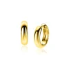 15mm ZINZI gold plated zilveren oorringen met gladde ronde buis van 4mm breed en luxe klapsluiting ZIO2565G